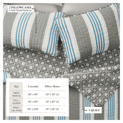 St. Croix Coastal Stripe Microfiber Quilt Set – view 3