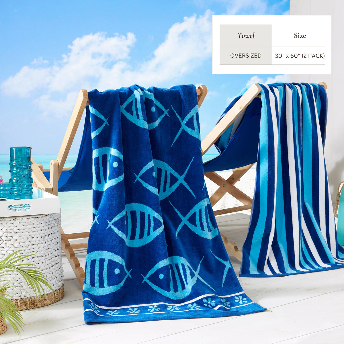 Maui Collection Cotton Velour Beach Towels, 30 x 60 Inch 2 or 4 Pack – view 77