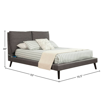 Gabriela Gray Upholstered Platform Bed with USB Ports and Outlets – view 7