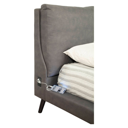 Gabriela Gray Upholstered Platform Bed with USB Ports and Outlets – view 4