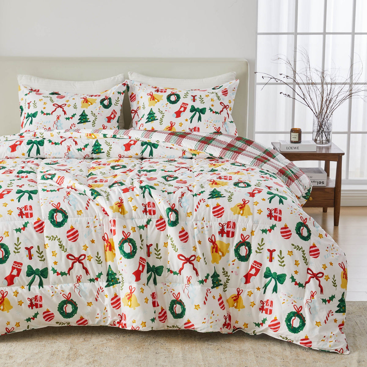 Reversible Holiday and Lodge Comforter and Sham Set – Odette Collection – view 61