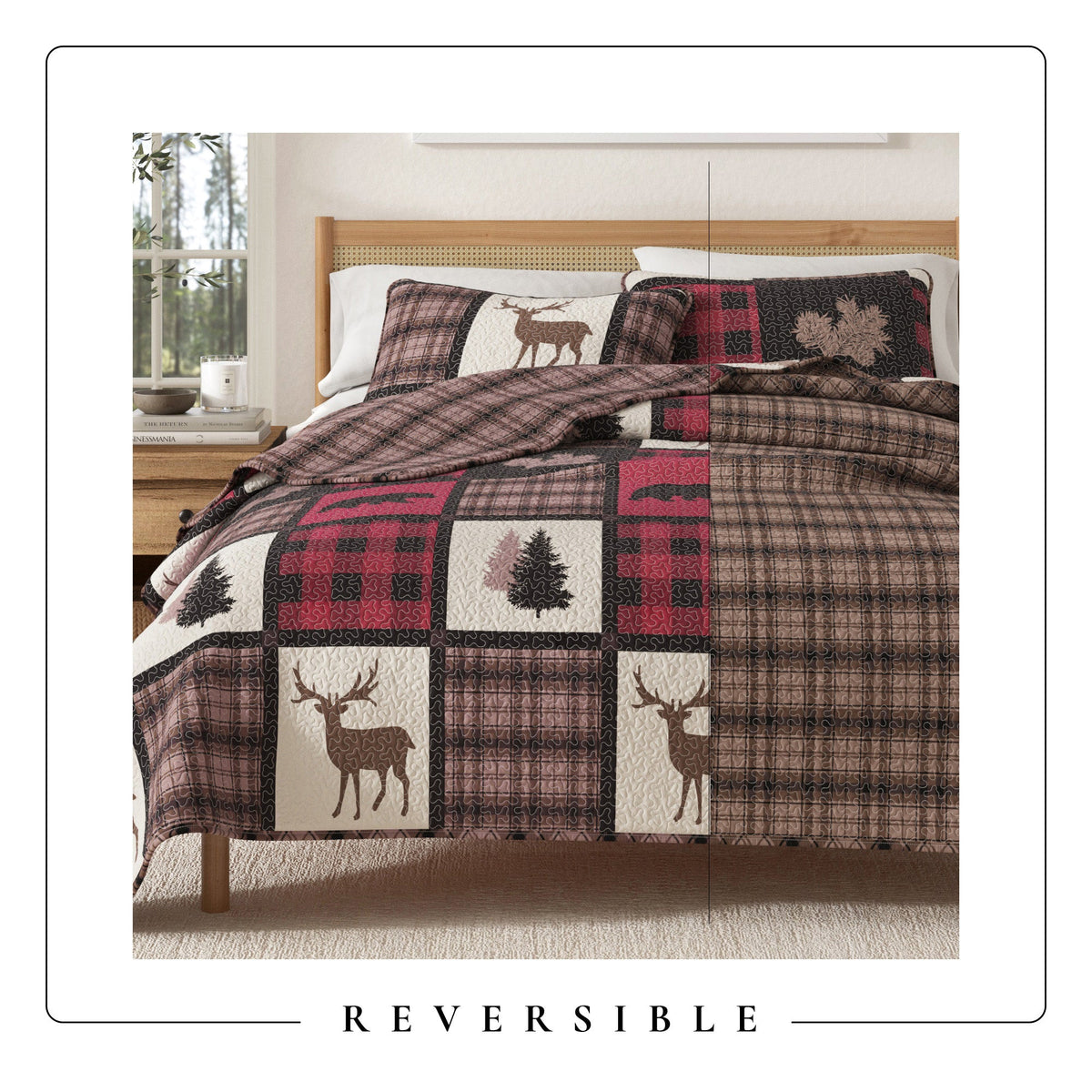 Reversible Plaid Lodge Quilt Set with Shams – Stonehurst Collection – view 17