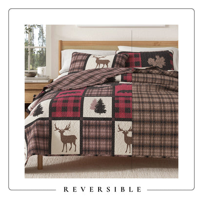 Reversible Plaid Lodge Quilt Set with Shams – Stonehurst Collection – view 17