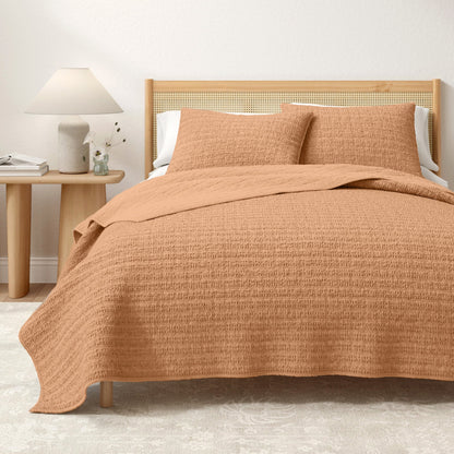 Garment-Washed Cotton Waffle Weave Quilt Set – Genevieve Collection – view 19
