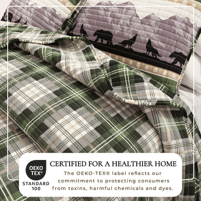 Forest Patchwork Plaid Lodge Quilt Set – Salt Creek Collection – view 2