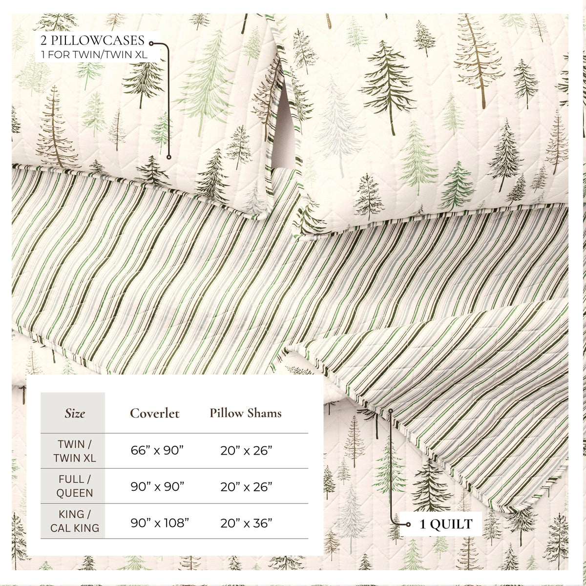 Evergreen Trees Lodge Quilt Set with Stripe Reverse – Truckee Collection – view 3
