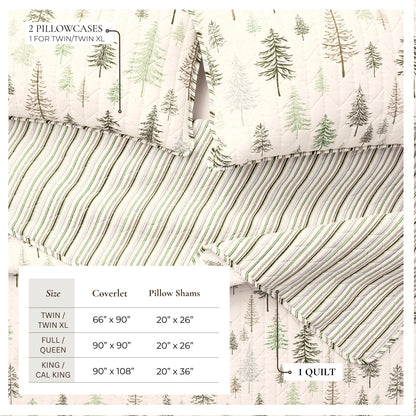 Evergreen Trees Lodge Quilt Set with Stripe Reverse – Truckee Collection – view 3