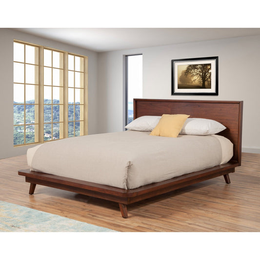 Mahogany Wood Platform Bed, Arden Mid-Century Design
