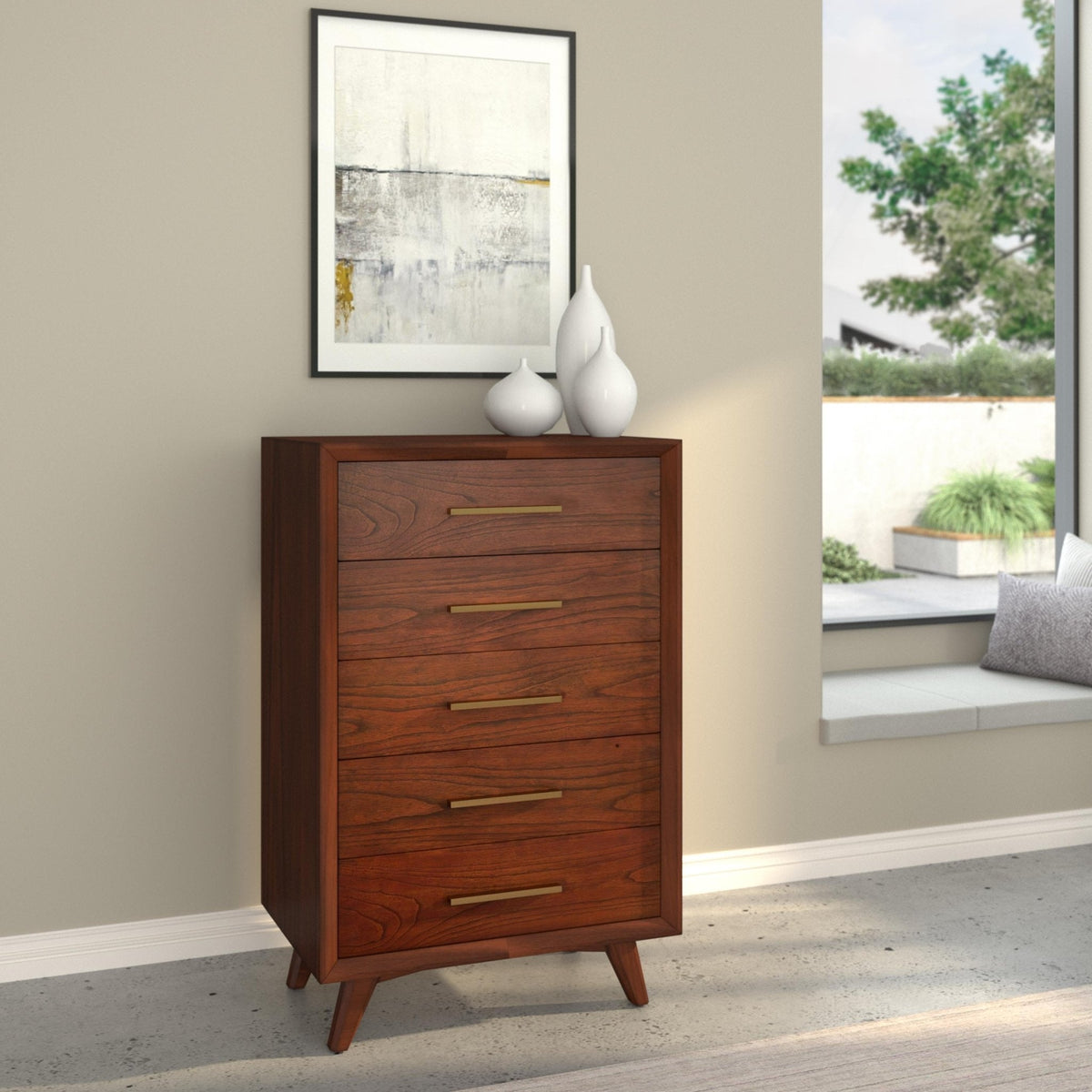 Mahogany Wood Arden 5-Drawer Chest