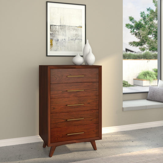 Mahogany Wood Arden 5-Drawer Chest