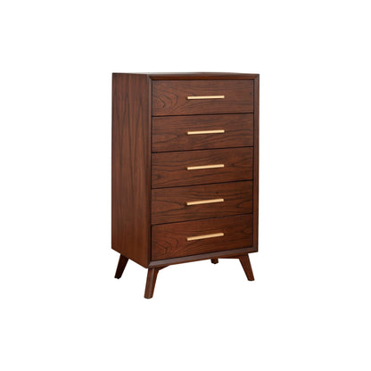 Arden Mid-Century 5-Drawer Chest, Mahogany in Walnut Finish – view 2
