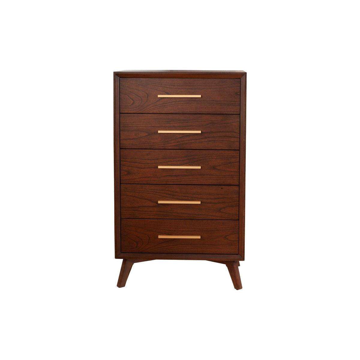 Arden Mid-Century 5-Drawer Chest, Mahogany in Walnut Finish – view 3