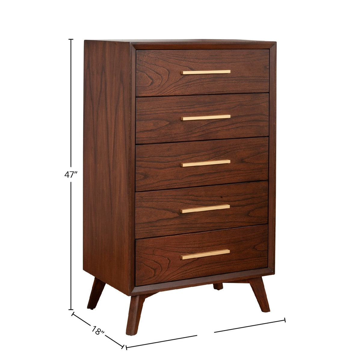 Arden Mid-Century 5-Drawer Chest, Mahogany in Walnut Finish – view 5