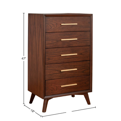 Arden Mid-Century 5-Drawer Chest, Mahogany in Walnut Finish – view 5