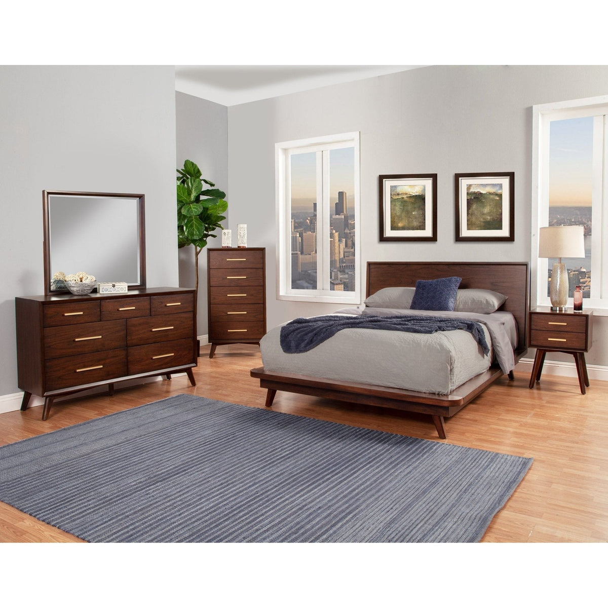 Arden Mid-Century 7-Drawer Dresser, Mahogany in Walnut Finish – view 10