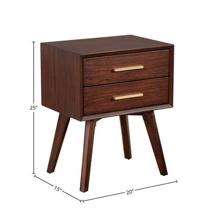 Arden Mid-Century 2-Drawer Nightstand in Walnut Mahogany – view 7