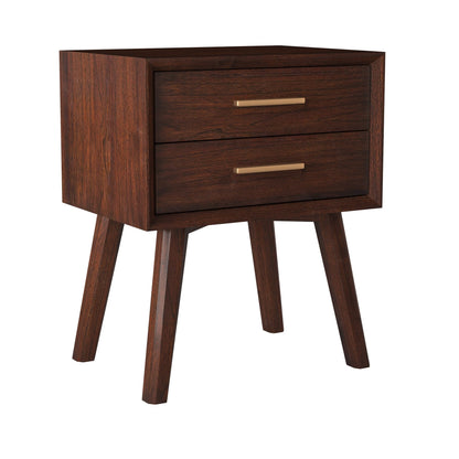 Arden Mid-Century 2-Drawer Nightstand in Walnut Mahogany – view 2