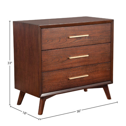 Arden Mid-Century 3-Drawer Small Chest, Mahogany in Walnut Finish – view 5