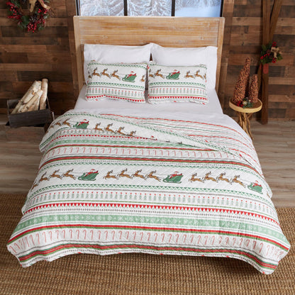 Festive Santa and Reindeer Christmas Quilt Set – Festive Collection – view 2
