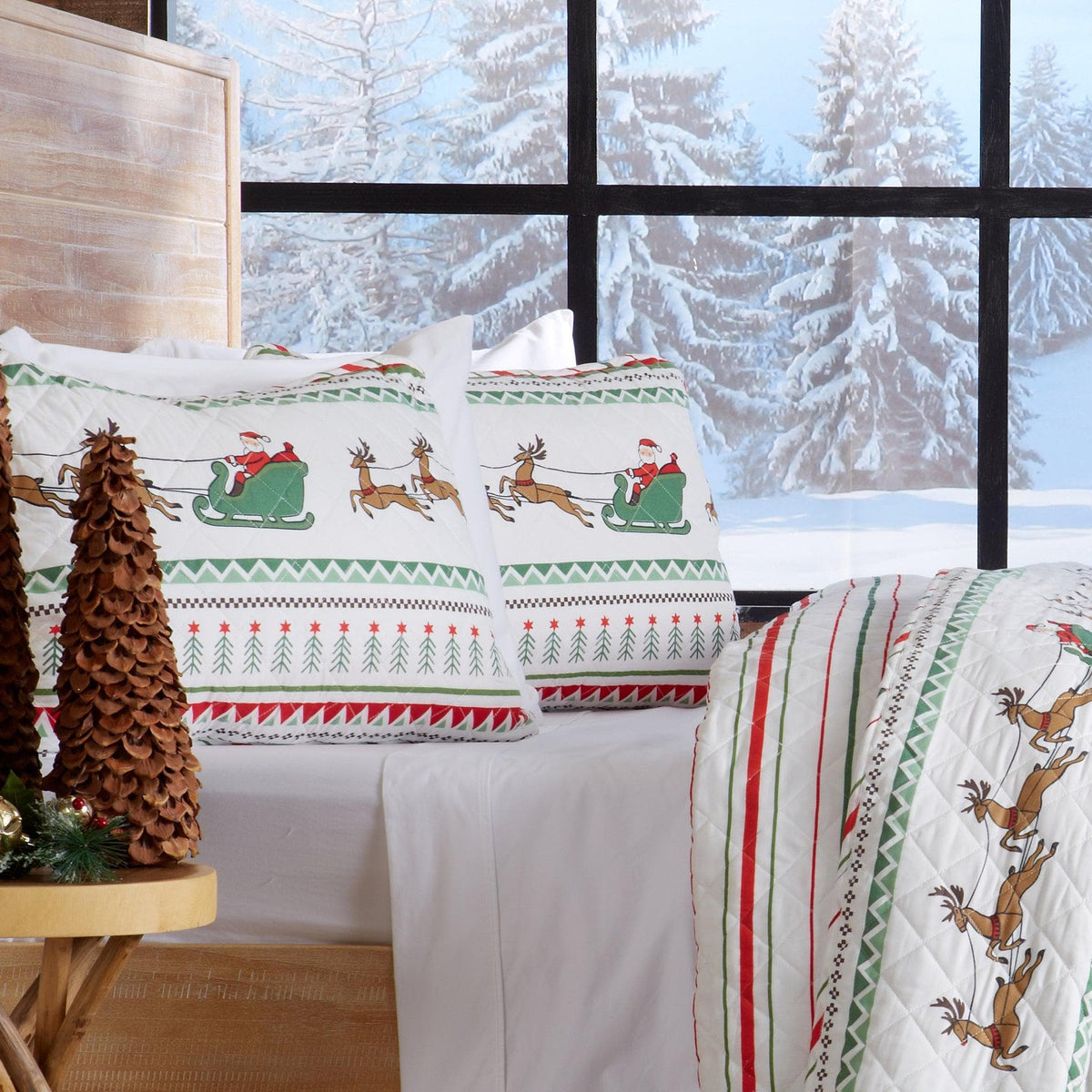 Festive Santa and Reindeer Christmas Quilt Set – Festive Collection – view 3