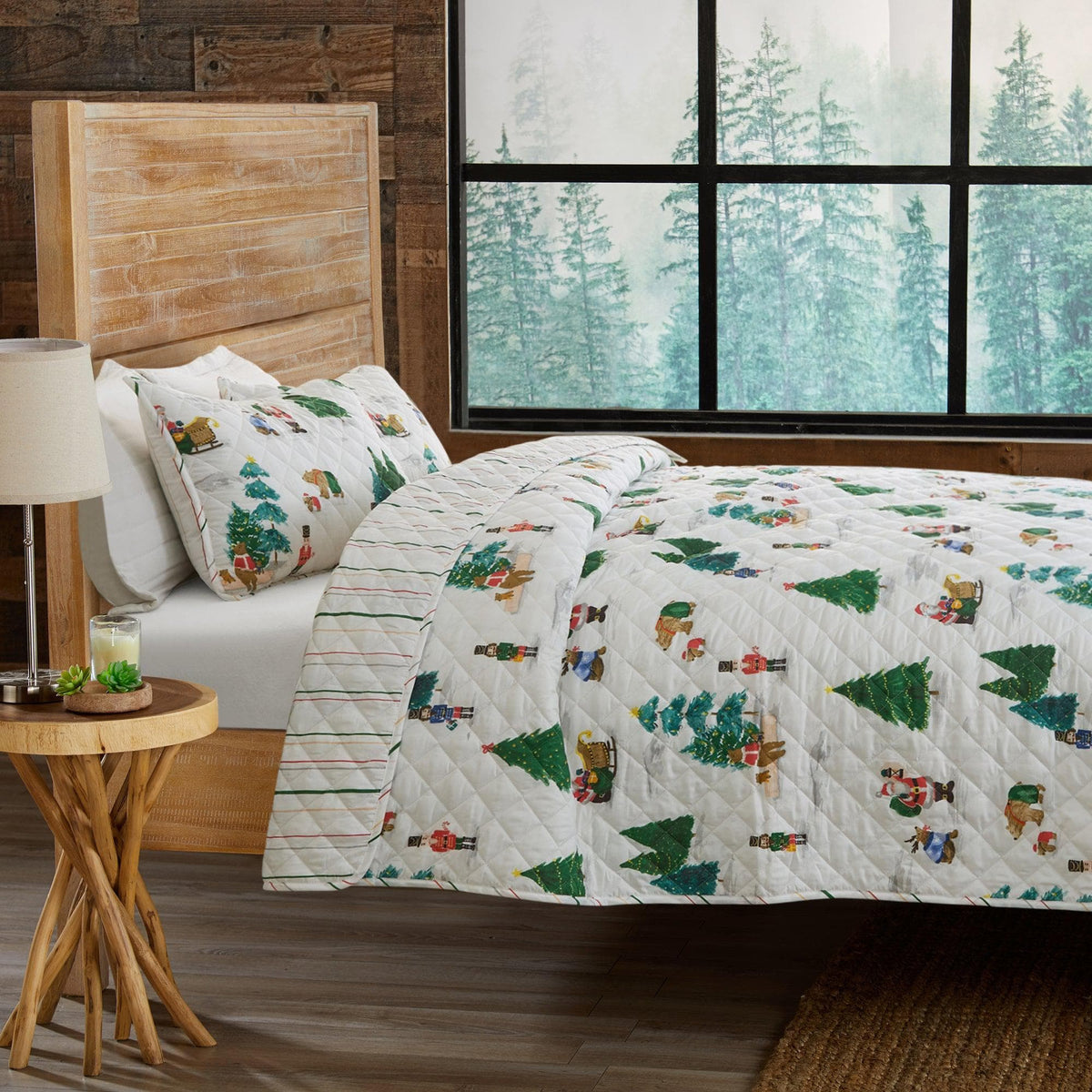 Watercolor Santa and Friends Christmas Quilt Set – Mittens Collection – view 3