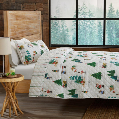 Watercolor Santa and Friends Christmas Quilt Set – Mittens Collection – view 3