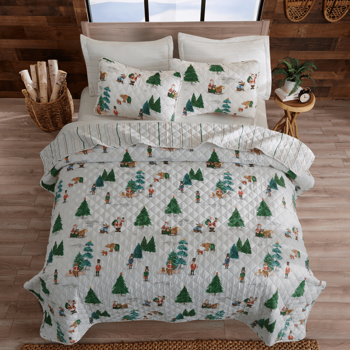 Watercolor Santa and Friends Christmas Quilt Set – Mittens Collection – view 2