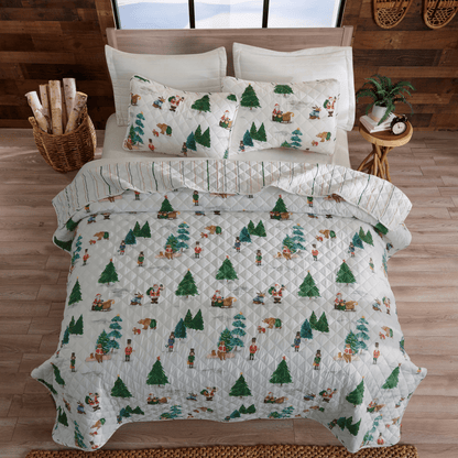 Watercolor Santa and Friends Christmas Quilt Set – Mittens Collection – view 2