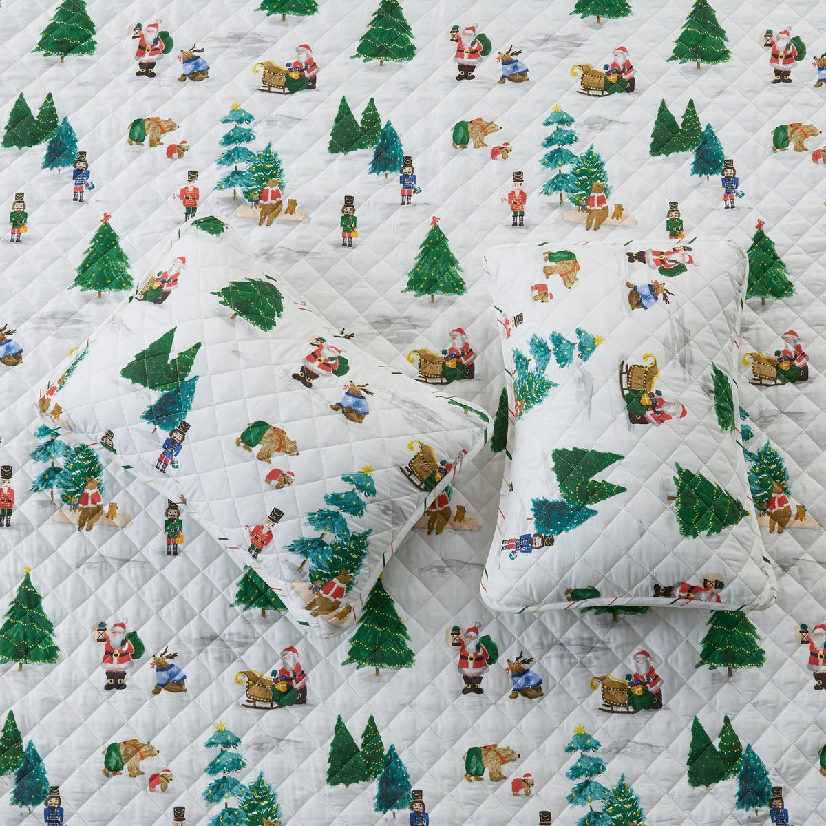 Watercolor Santa and Friends Christmas Quilt Set – Mittens Collection – view 5