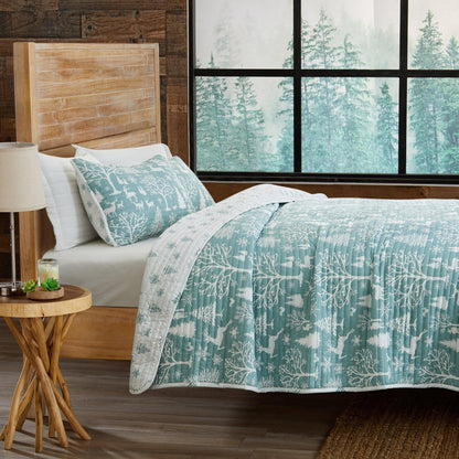 Enchanted Blue Forest Lodge Woods Quilt Set – Winter Solstice Collection – view 5