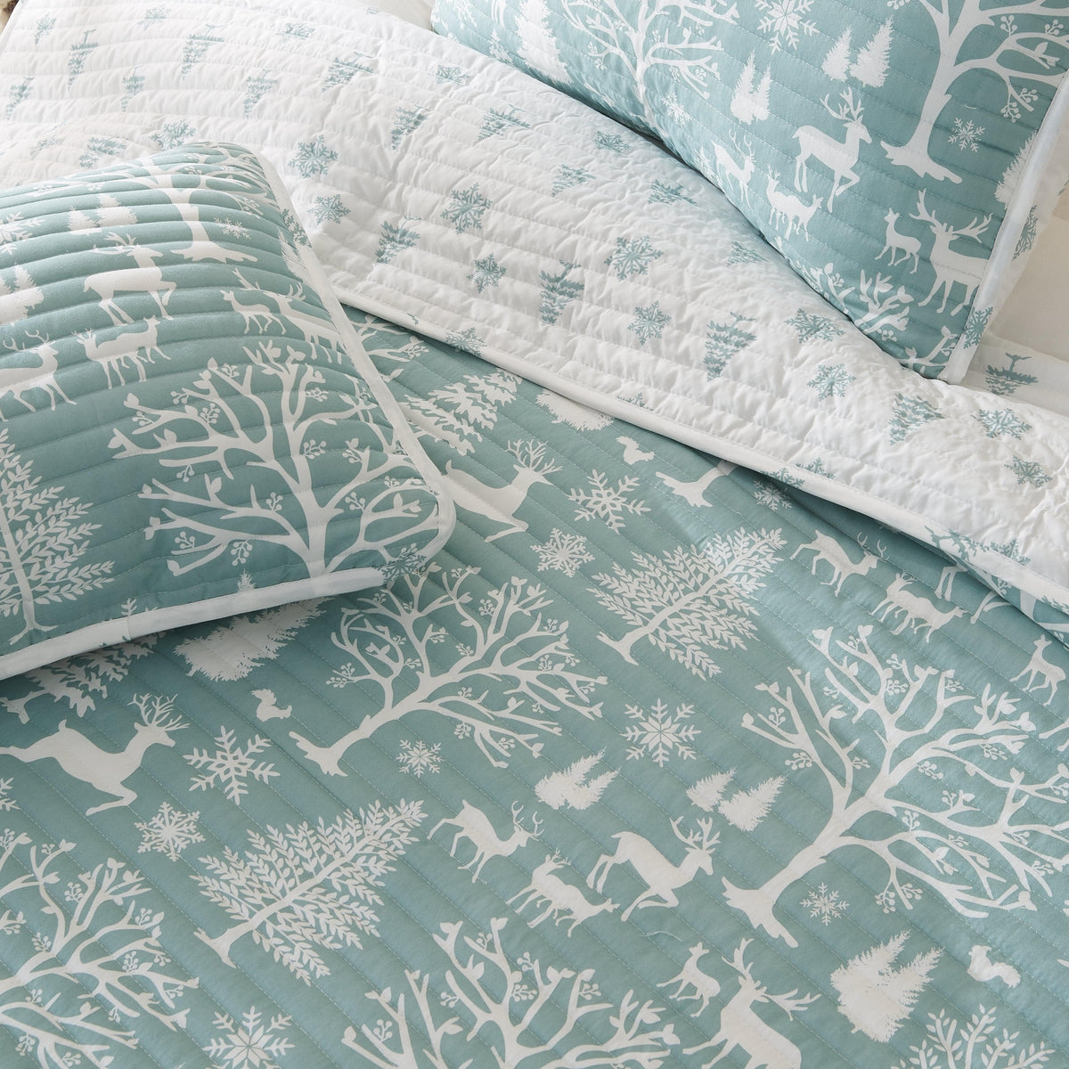 Enchanted Blue Forest Lodge Woods Quilt Set – Winter Solstice Collection – view 2