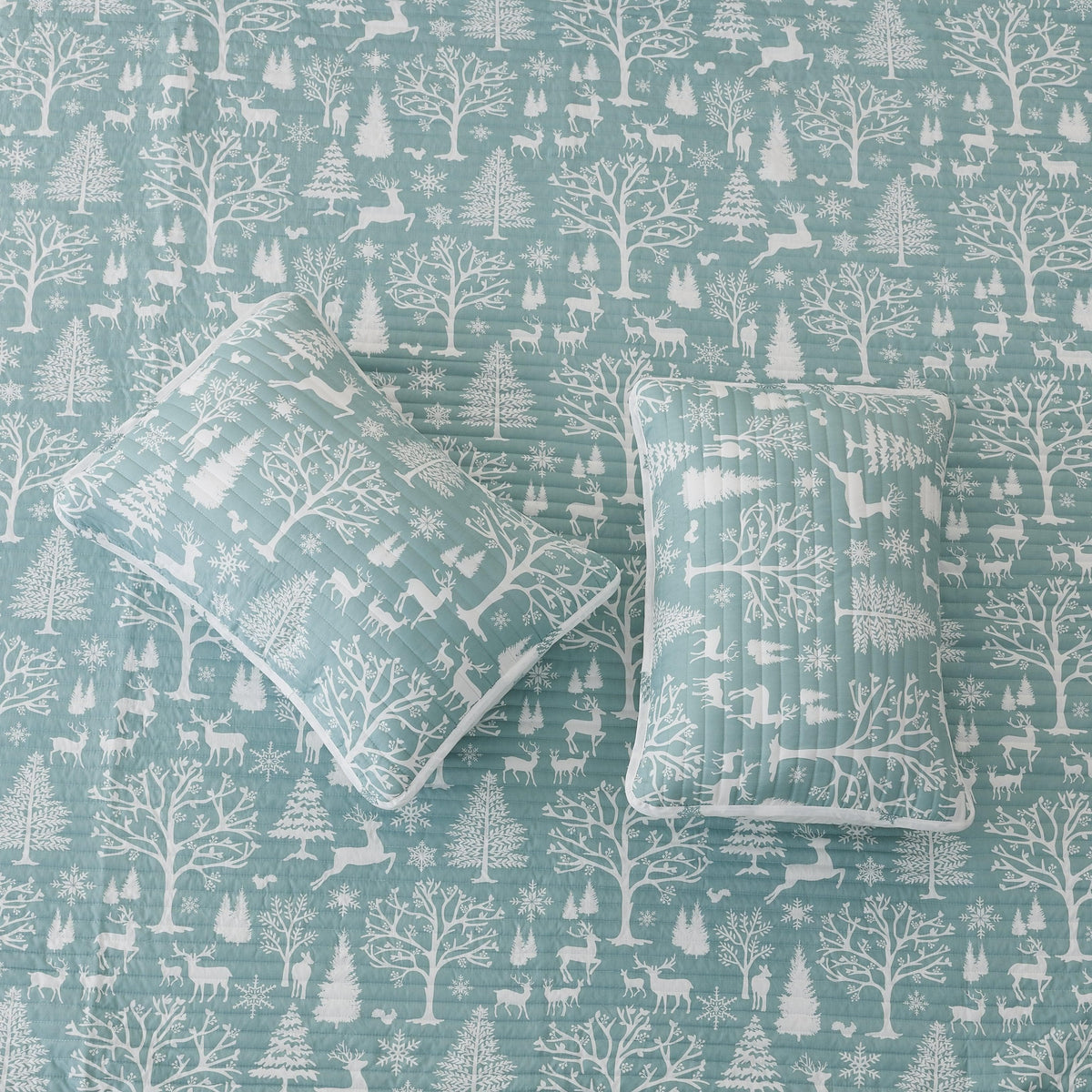 Enchanted Blue Forest Lodge Woods Quilt Set – Winter Solstice Collection – view 3