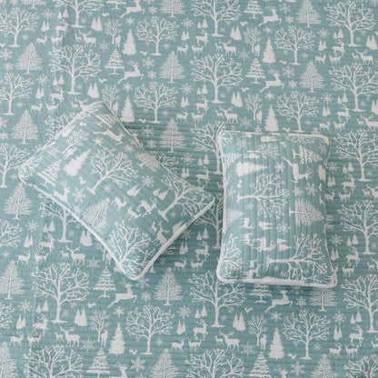 Enchanted Blue Forest Lodge Woods Quilt Set – Winter Solstice Collection – view 3