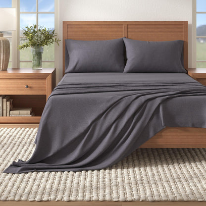 Heathered Cotton Blend Flannel Sheet Set – Anders Collection – view 19