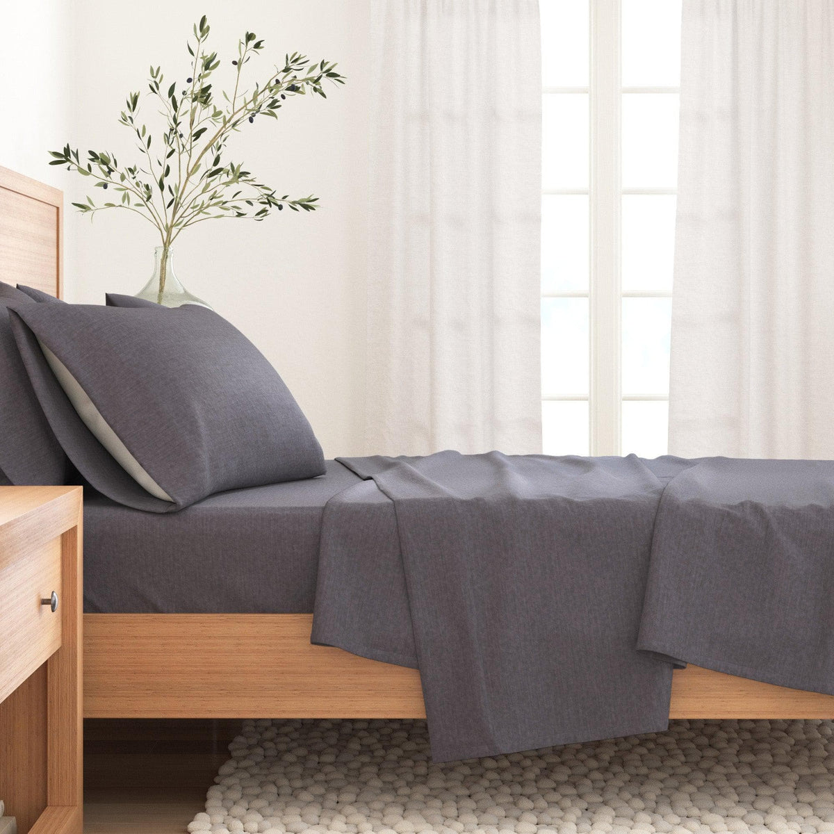 Heathered Cotton Blend Flannel Sheet Set – Anders Collection – view 21