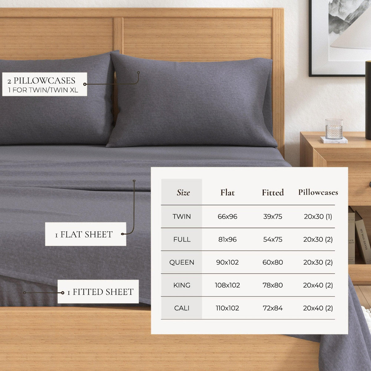 Heathered Cotton Blend Flannel Sheet Set – Anders Collection – view 23