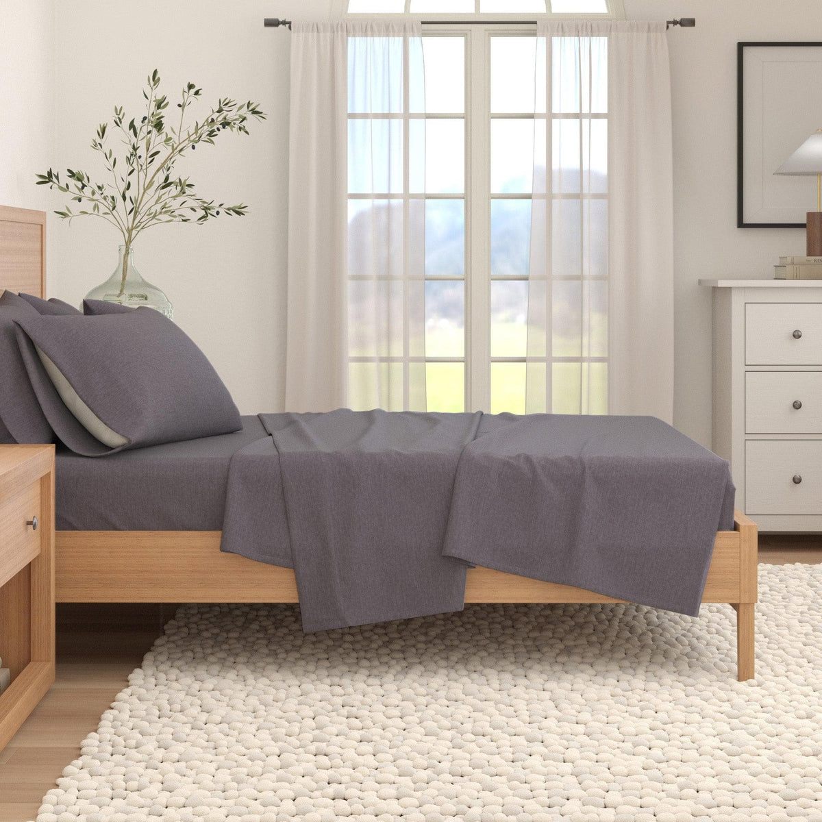 Heathered Cotton Blend Flannel Sheet Set – Anders Collection – view 24