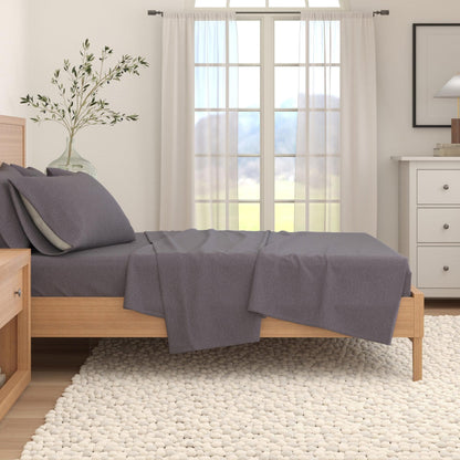 Heathered Cotton Blend Flannel Sheet Set – Anders Collection – view 24