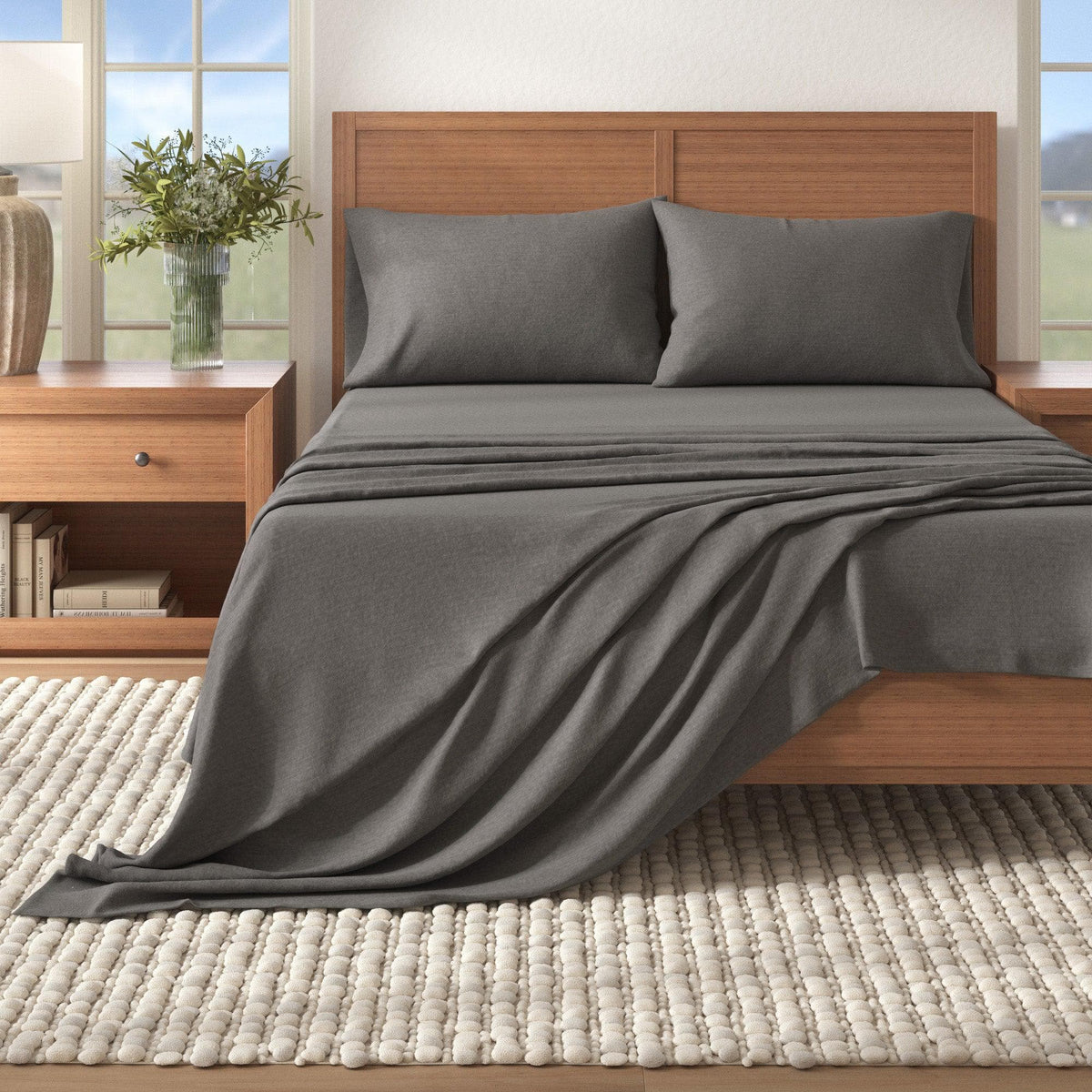 Heathered Cotton Blend Flannel Sheet Set – Anders Collection – view 25