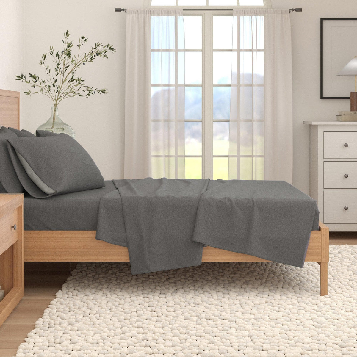 Heathered Cotton Blend Flannel Sheet Set – Anders Collection – view 30