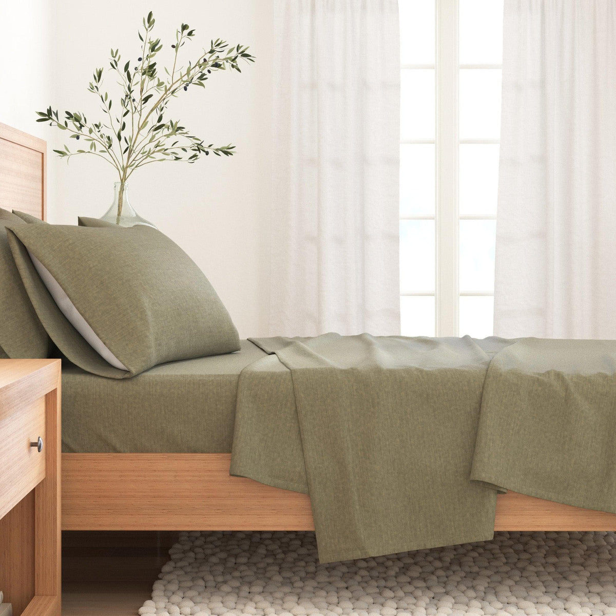 Heathered Cotton Blend Flannel Sheet Set – Anders Collection – view 15