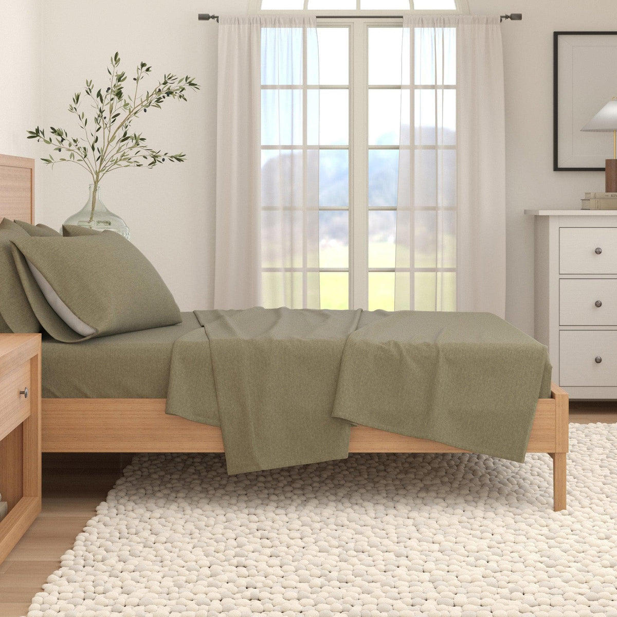 Heathered Cotton Blend Flannel Sheet Set – Anders Collection – view 18