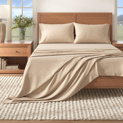 Heathered Cotton Blend Flannel Sheet Set - Anders Collection