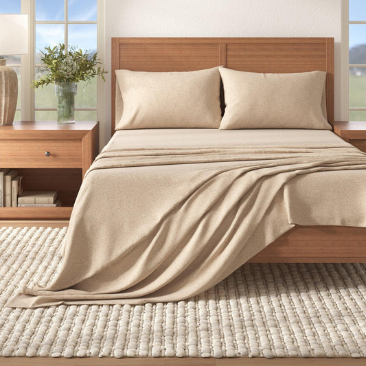 Heathered Cotton Blend Flannel Sheet Set - Anders Collection