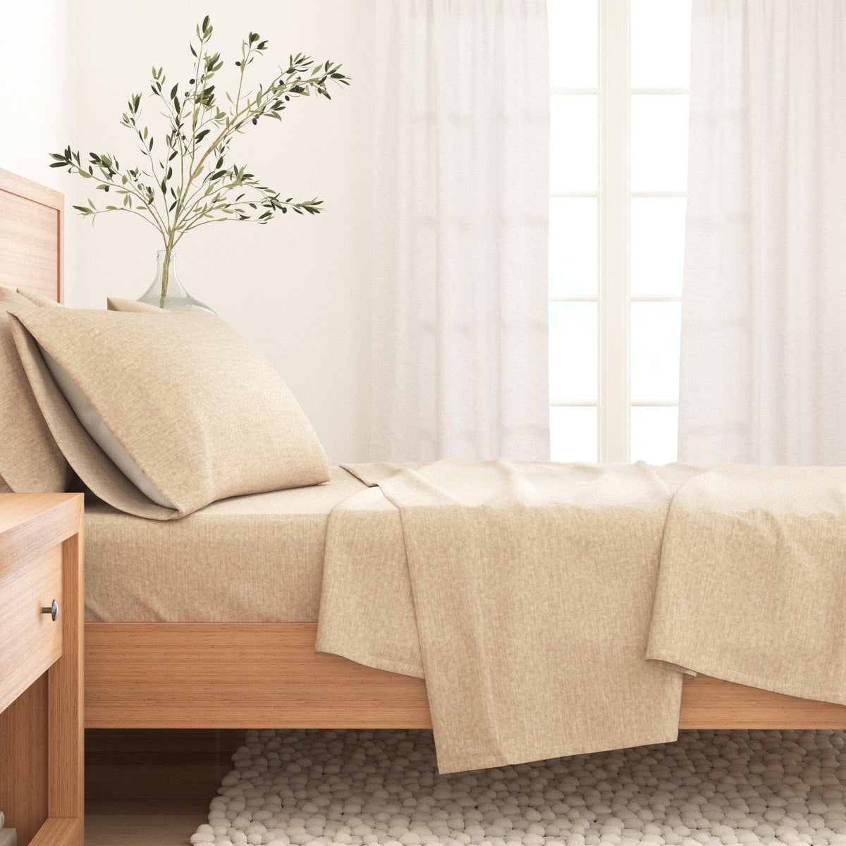 Heathered Cotton Blend Flannel Sheet Set – Anders Collection – view 3