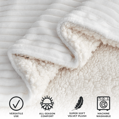 Corduroy Collection Ribbed Velvet Plush Sherpa Throw Blanket – view 3