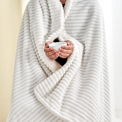 Corduroy Collection Ribbed Velvet Plush Sherpa Throw Blanket – view 4