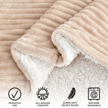 Corduroy Collection Ribbed Velvet Plush Sherpa Throw Blanket – view 9