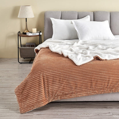 Corduroy Collection Ribbed Velvet Plush Sherpa Throw Blanket – view 11