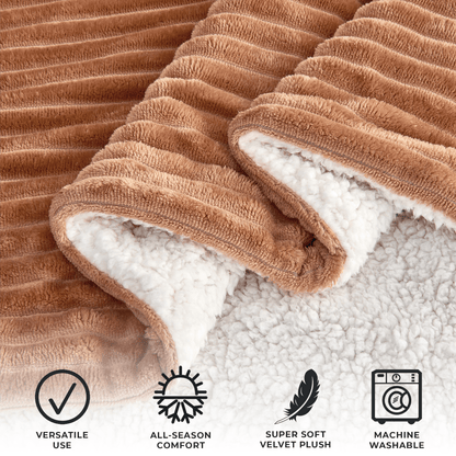 Corduroy Collection Ribbed Velvet Plush Sherpa Throw Blanket – view 13
